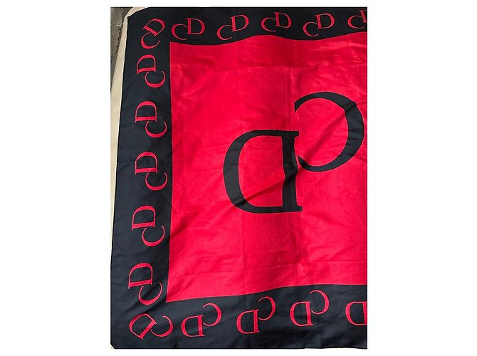 Foulard in Seta Dior Rosso e Nero Logo CD - vista 9