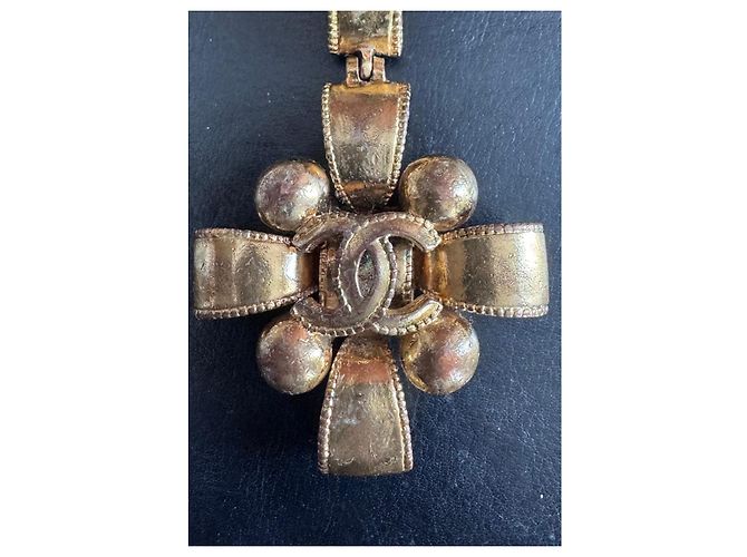 Collana pendente croce Chanel dorata D'oro - vista 2