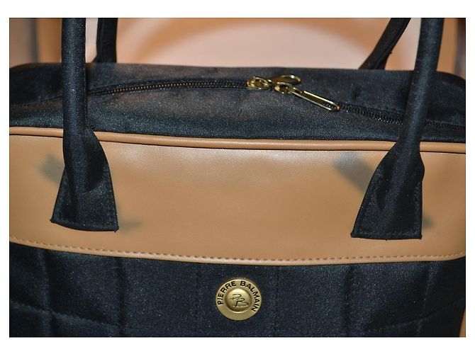 Borsa a mano Pierre Balmain in tessuto nero e marrone - vista 5