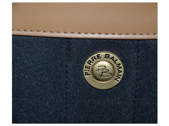 Borsa a mano Pierre Balmain in tessuto nero e marrone - vista 6