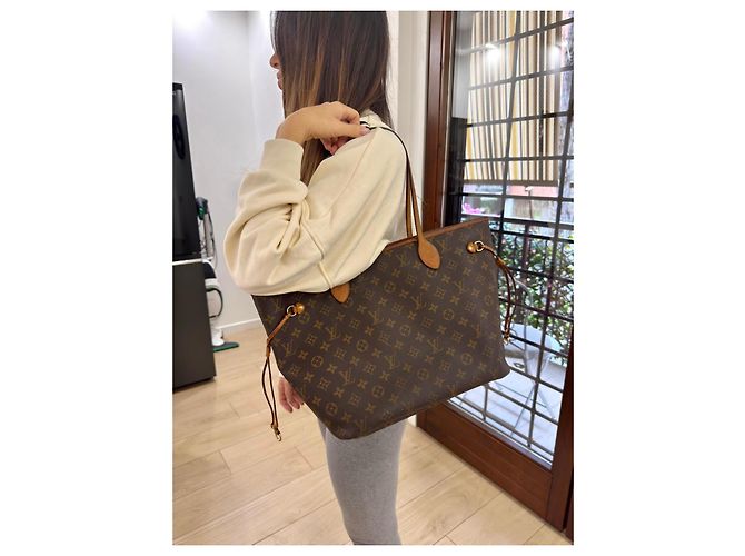 Borsa Louis Vuitton Neverfull MM Monogram Canvas Marrone Monogramma - vista 17
