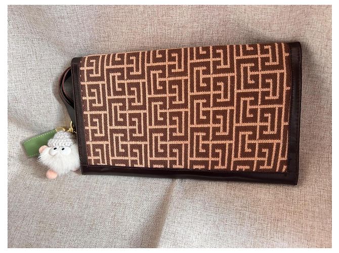 Pochette Vintage Pierre Balmain - Tela Monogramma e Pelle - Ultra Rara con Chiave Marrone D'oro Gold hardware - vista 11