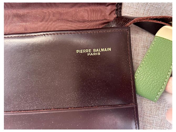 Pochette Vintage Pierre Balmain - Tela Monogramma e Pelle - Ultra Rara con Chiave Marrone D'oro Gold hardware - vista 3