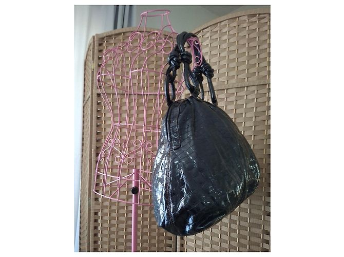 Séquoia Borsa a mano in pelle verniciata nera Nero - vista 10