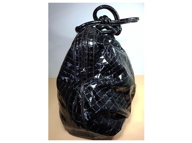 Séquoia Borsa a mano in pelle verniciata nera Nero - vista 5