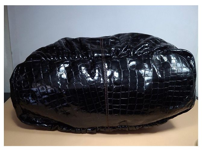 Séquoia Borsa a mano in pelle verniciata nera Nero - vista 6