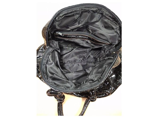 Séquoia Borsa a mano in pelle verniciata nera Nero - vista 8