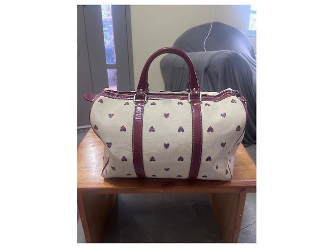 Gucci Boston Tasche mit Herzdruck Rot Blau Beige - Ansicht 2