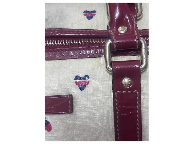 Gucci Boston Tasche mit Herzdruck Rot Blau Beige - Ansicht 7