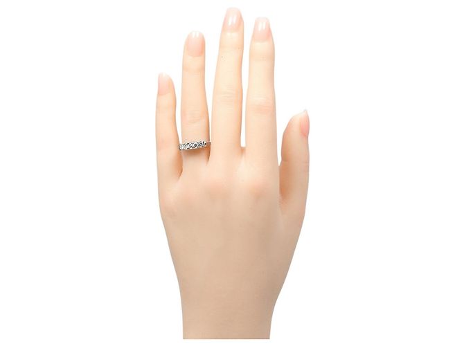 Autre Marque Pt900 Platin 5P Diamantring Silber - Ansicht 2