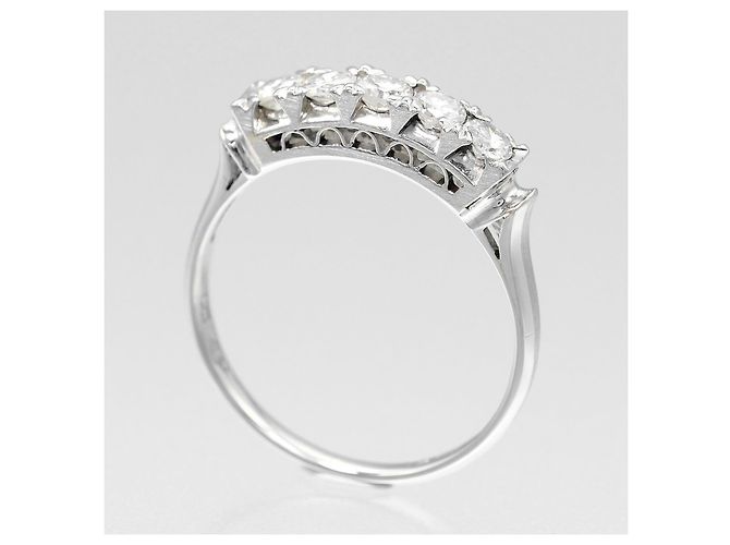 Autre Marque Pt900 Platin 5P Diamantring Silber - Ansicht 3