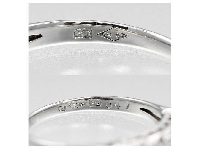 Autre Marque Pt900 Platin 5P Diamantring Silber - Ansicht 4