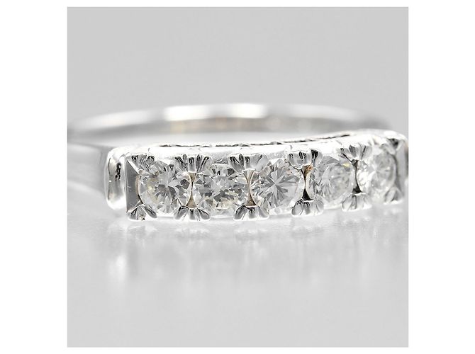 Autre Marque Pt900 Platin 5P Diamantring Silber - Ansicht 6