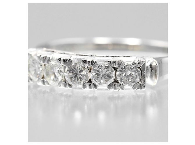 Autre Marque Pt900 Platin 5P Diamantring Silber - Ansicht 7