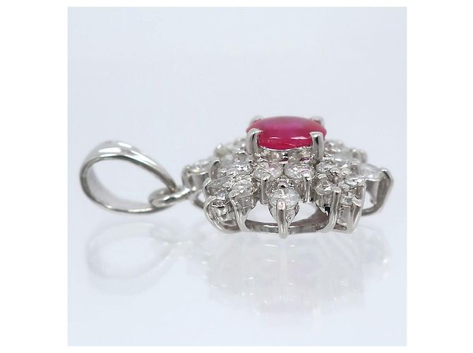 Autre Marque Pt900 Platinum Ruby Diamond Pendant Silvery - view 3