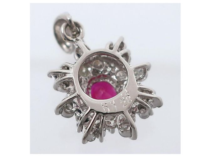 Autre Marque Pt900 Platinum Ruby Diamond Pendant Silvery - view 4