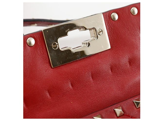 Borsa a Spalla in Pelle Rockstuds Valentino Garavani Rosso - vista 14