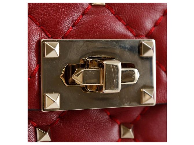 Borsa a Spalla in Pelle Rockstuds Valentino Garavani Rosso - vista 15