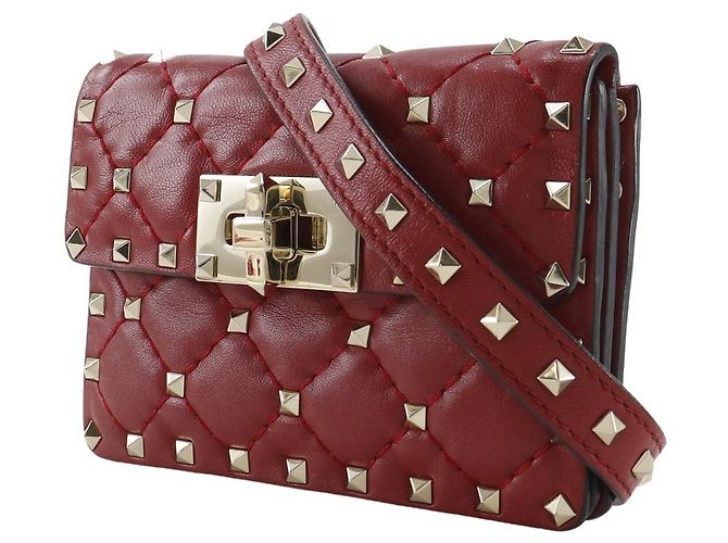 Borsa a Spalla in Pelle Rockstuds Valentino Garavani Rosso - vista 2