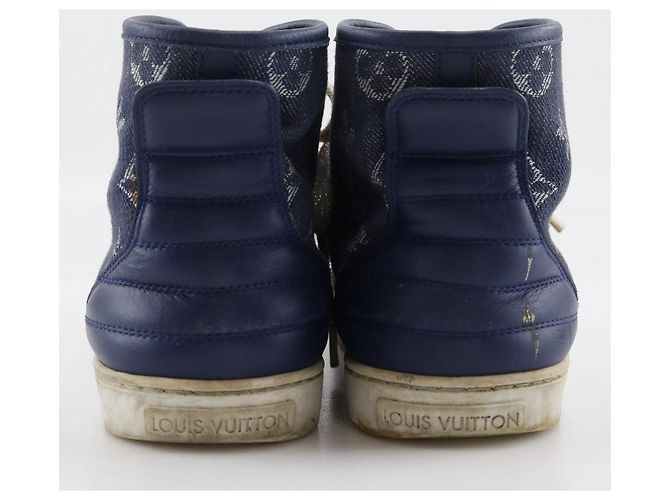 Hochschnittige Monogramm-Denim-Sneaker von Louis Vuitton Blau - Ansicht 3