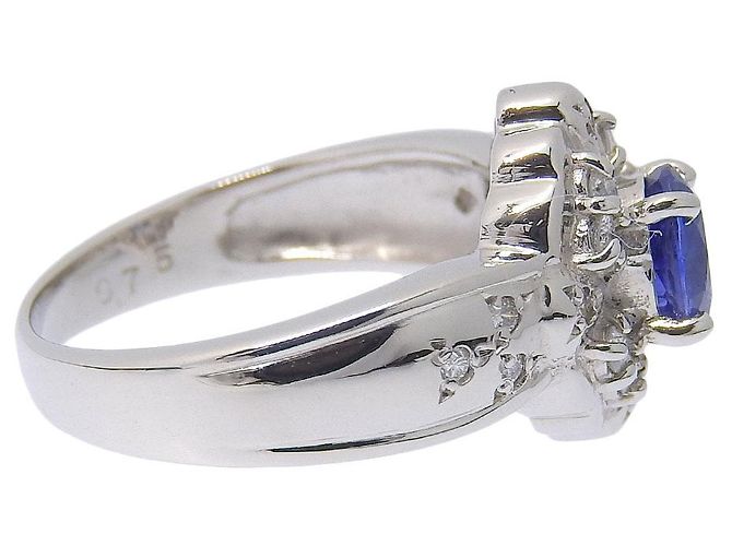 Autre Marque Pt900 Platinum Sapphire Diamond Ring Silvery - view 6
