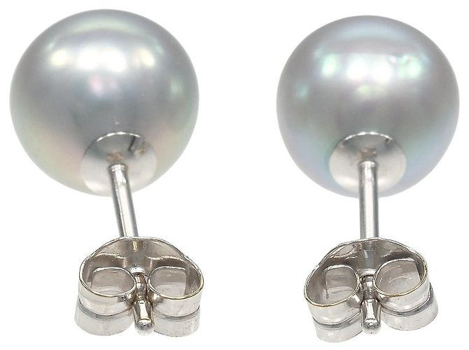 Autre Marque K14 Weißgold Perlenohrringe Silber - Ansicht 3