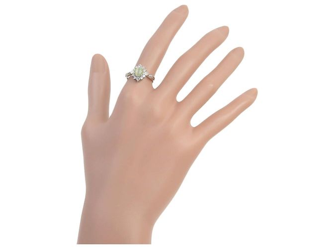 Autre Marque Pt900 Platin-Diamant Katzenauge-Ring Silber - Ansicht 2