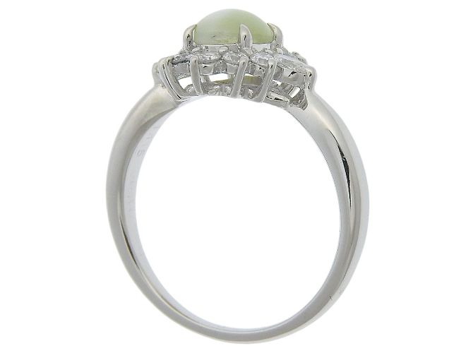 Autre Marque Pt900 Platin-Diamant Katzenauge-Ring Silber - Ansicht 3