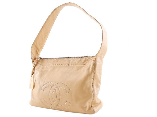 Timeless Borsa a Spalla in Pelle di Agnello Coco Mark di Chanel Beige - vista 2