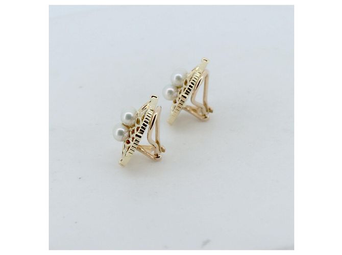 Orecchini in Perla e Diamante Mikimoto Au750 D'oro - vista 2
