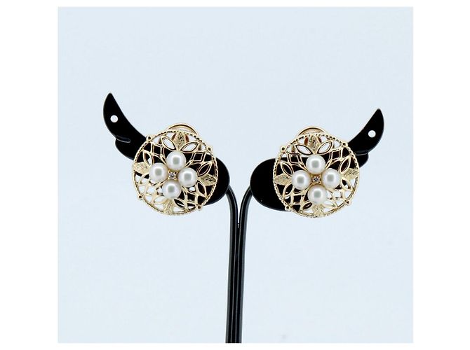 Orecchini in Perla e Diamante Mikimoto Au750 D'oro - vista 5