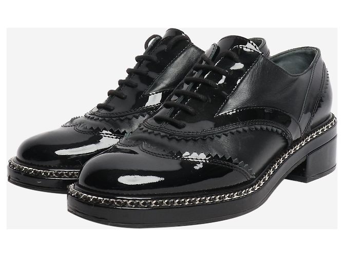 Chanel Schwarze Lackleder-Brogues - Größe EU 38.5 (UK 5.5) - Ansicht 2