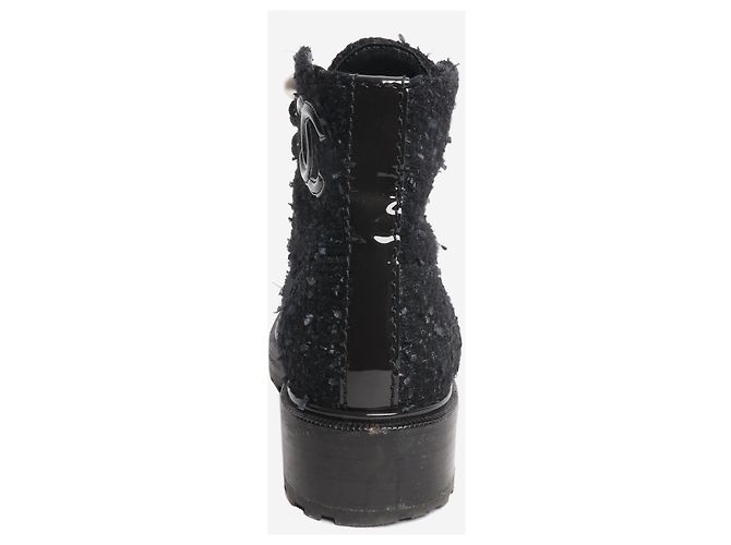 Chanel Botas de tweed negro - talla EU 38,5 (UK 5,5) - vista 3