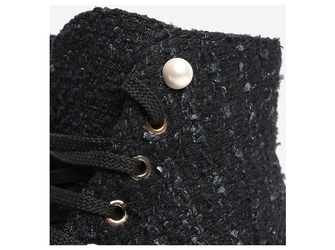Chanel Botas de tweed negro - talla EU 38,5 (UK 5,5) - vista 5