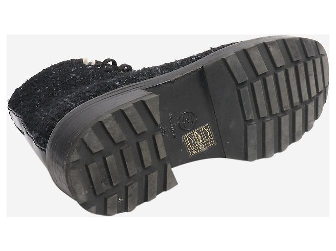 Chanel Botas de tweed negro - talla EU 38,5 (UK 5,5) - vista 8
