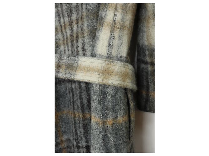 Brunello Cucinelli Grau Alpaka-Mix Karomantel - Größe UK 6 - Ansicht 8