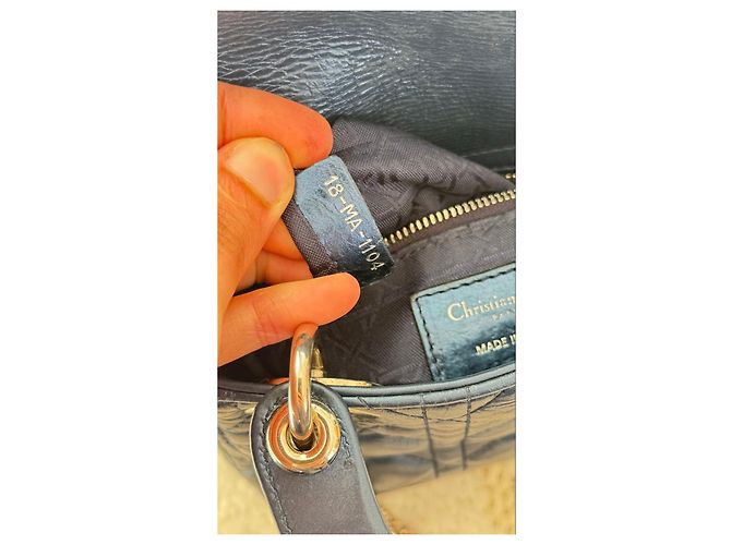 Borsa mini Lady Dior in pelle blu - vista 6