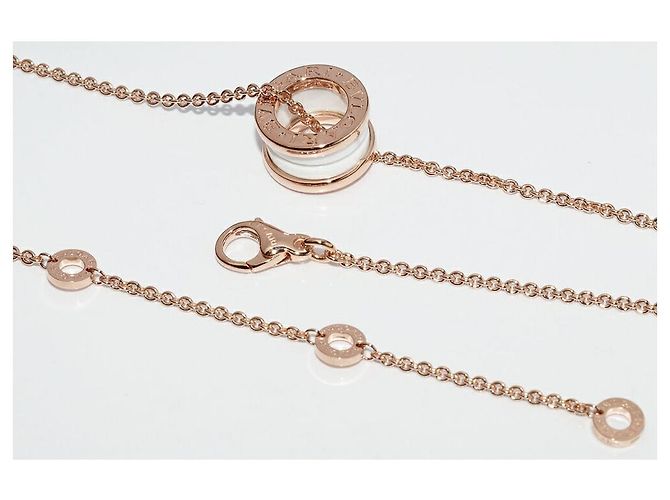 Bulgari Colar BVLGARI B.zero1 em ouro rosa Au750 e cerâmica branca Branco Dourado - vista 4