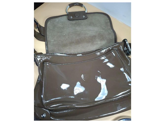 Séquoia Borsa a spalla in pelle verniciata marrone - vista 11