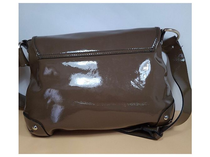 Séquoia Borsa a spalla in pelle verniciata marrone - vista 2