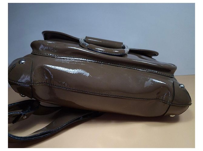 Séquoia Borsa a spalla in pelle verniciata marrone - vista 3