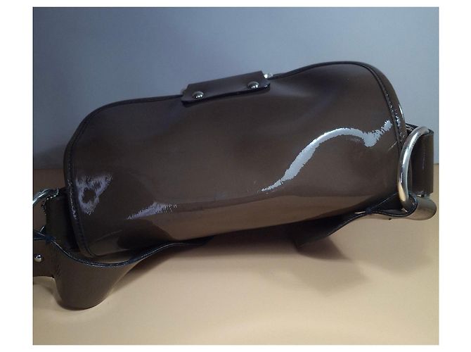Séquoia Borsa a spalla in pelle verniciata marrone - vista 4