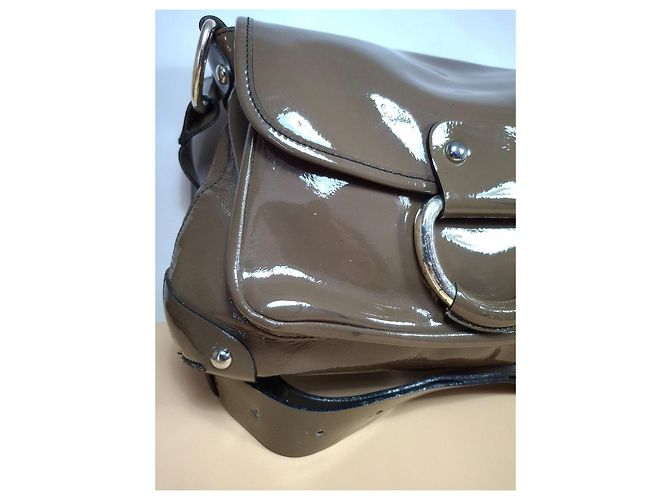 Séquoia Borsa a spalla in pelle verniciata marrone - vista 6