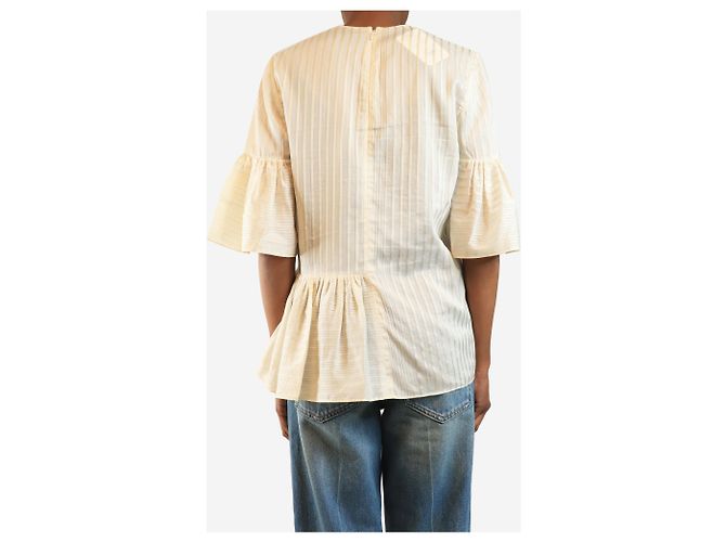 Stella Mc Cartney Top panelado a rayas crema y dorado - talla UK 8 Crudo - vista 2