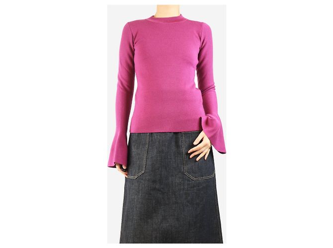 Autre Marque Pull violet à manches évasées - taille M - vue 3