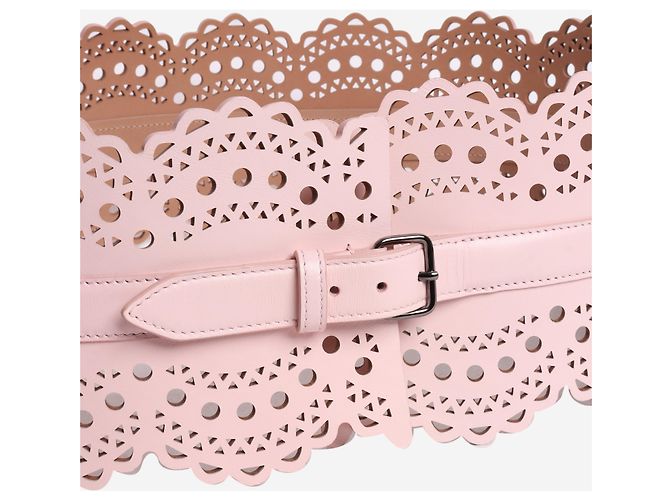 Alaïa Cinturón bustier de cuero rosa - vista 3