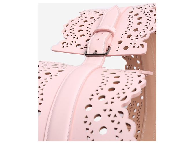 Alaïa Cinturón bustier de cuero rosa - vista 6