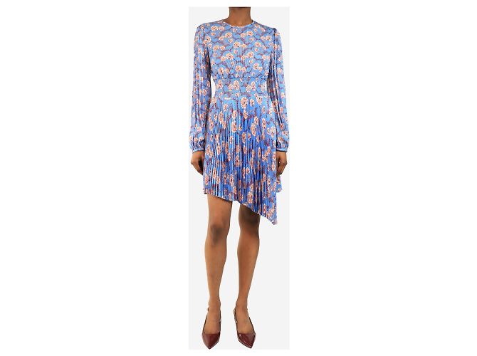 A.L.C Vestido midi plissado floral azul - tamanho 6 - vista 3