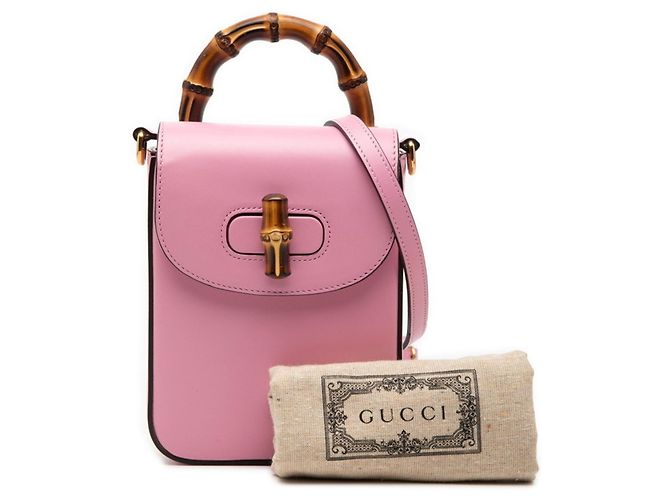 Zaino Mini Gucci Bamboo Rosa - vista 7