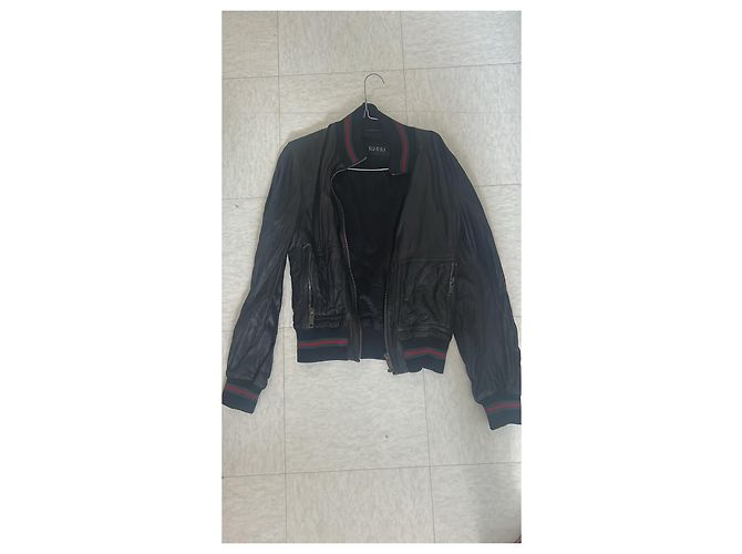 Chaqueta Aviador de Cuero Gucci Negro - vista 2